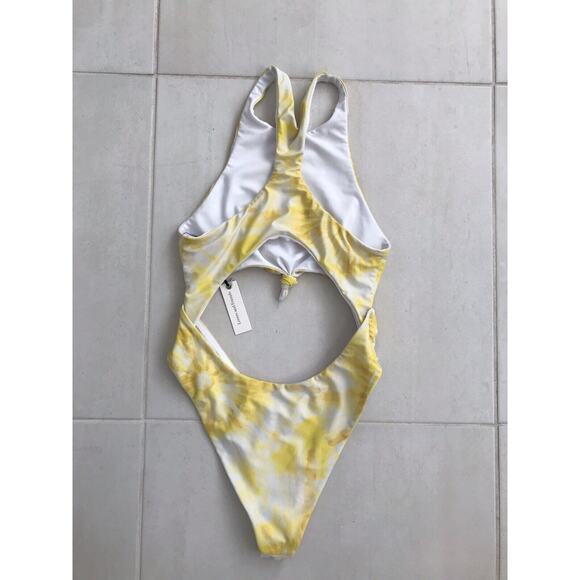 Lovers + Friends Elisa Yellow Cut Out Tie Dye One Piece Swimsuit - Picture 6 of 11